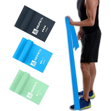 A AZURELIFE Resistance Bands,Professional Long Non-Latex Elastic Stretch Bands,Exercise Bands for Physical Therapy, Yoga, Pilates, Rehab, at-Home or The Gym Workouts, Strength Training