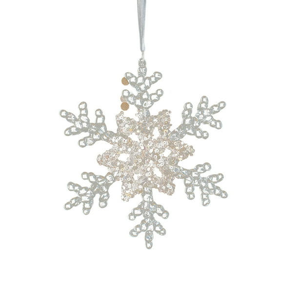 A Acrylic Snowflake Hanging Ornament For Christmas Displays Clear Material With Golden Glitter For Tree Decor