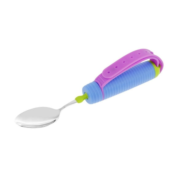 A Adaptive Weighted Spoon For Hand Tremors Eating Aid Utensil With Adjustable Strap Ergonomic Handle For Limited Dexterity