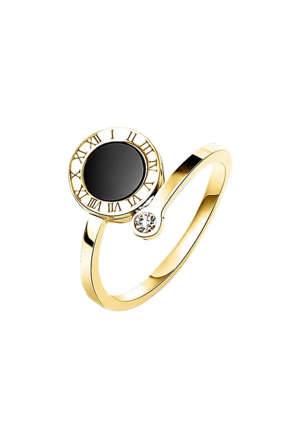 A Adjustable Stainless Steel Ring With Digital Number Coin Pattern Open Cuff Minimalist Fashion Jewelry For Women Men