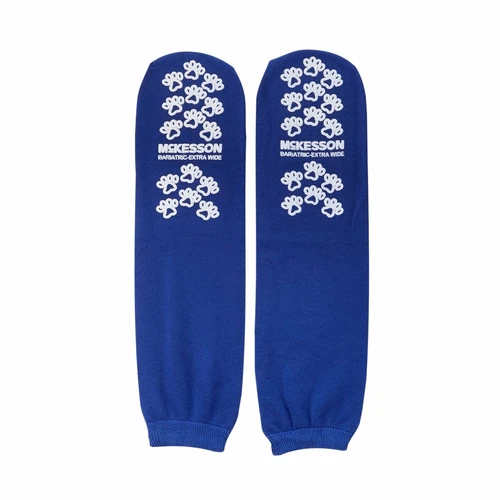CUTYMART A Adult Bariatric Slipper Socks Non-Skid & Slip Sole Blue - 1 Pair