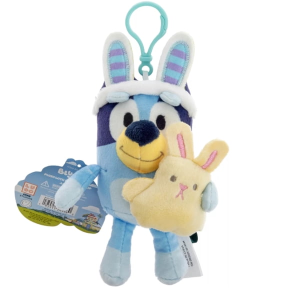 A Adventure Bluey with Chick Easter Plush Clip 4"