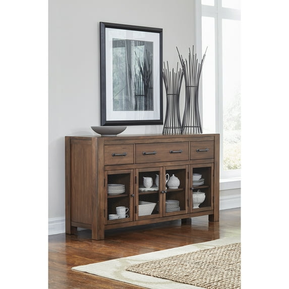 A-America Anacortes 4 Door Solid Wood Server in Salvage Mahogany
