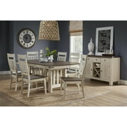 A-America Bremerton Solid Wood Extendable Trestle Dining Table in Oyster