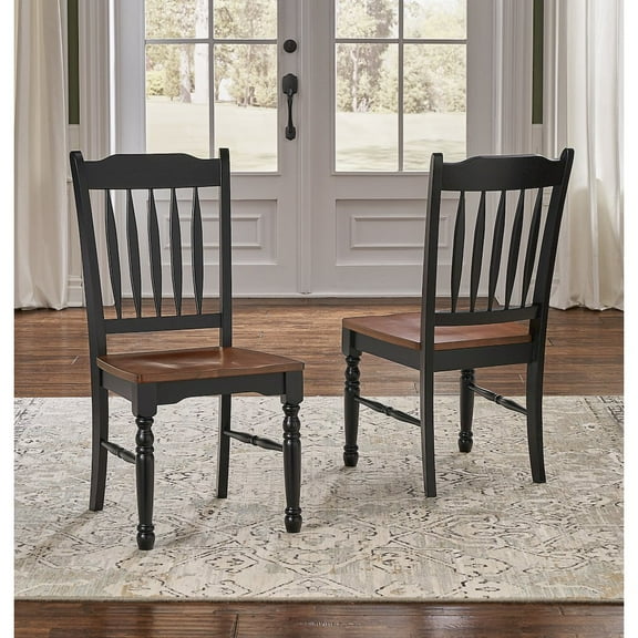 A-America British Isles Slatback Dining Side Chair in Oak and Black (Set of 2)