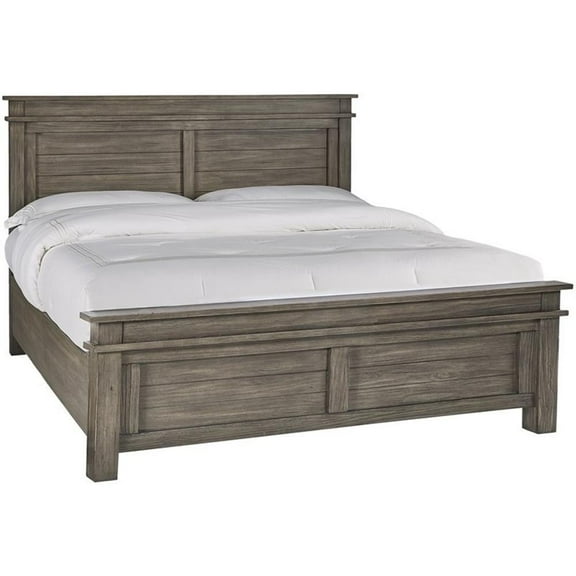 A-America Glacier Point Transitional Solid Wood Queen Panel Bed in Gray Stone