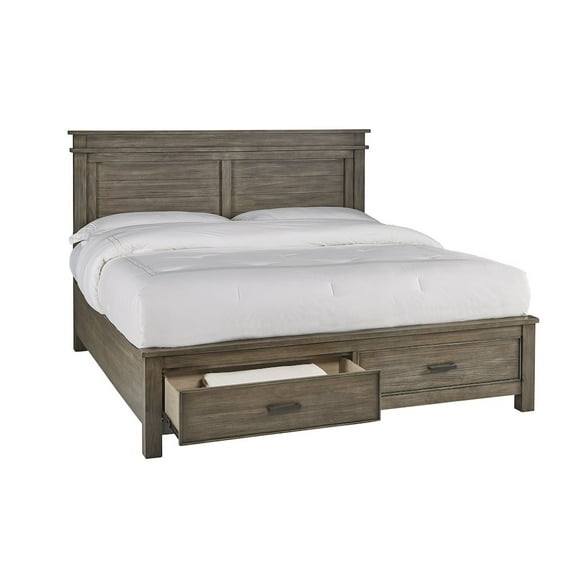 A-America Glacier Point Transitional Solid Wood King Storage Bed in Gray Stone
