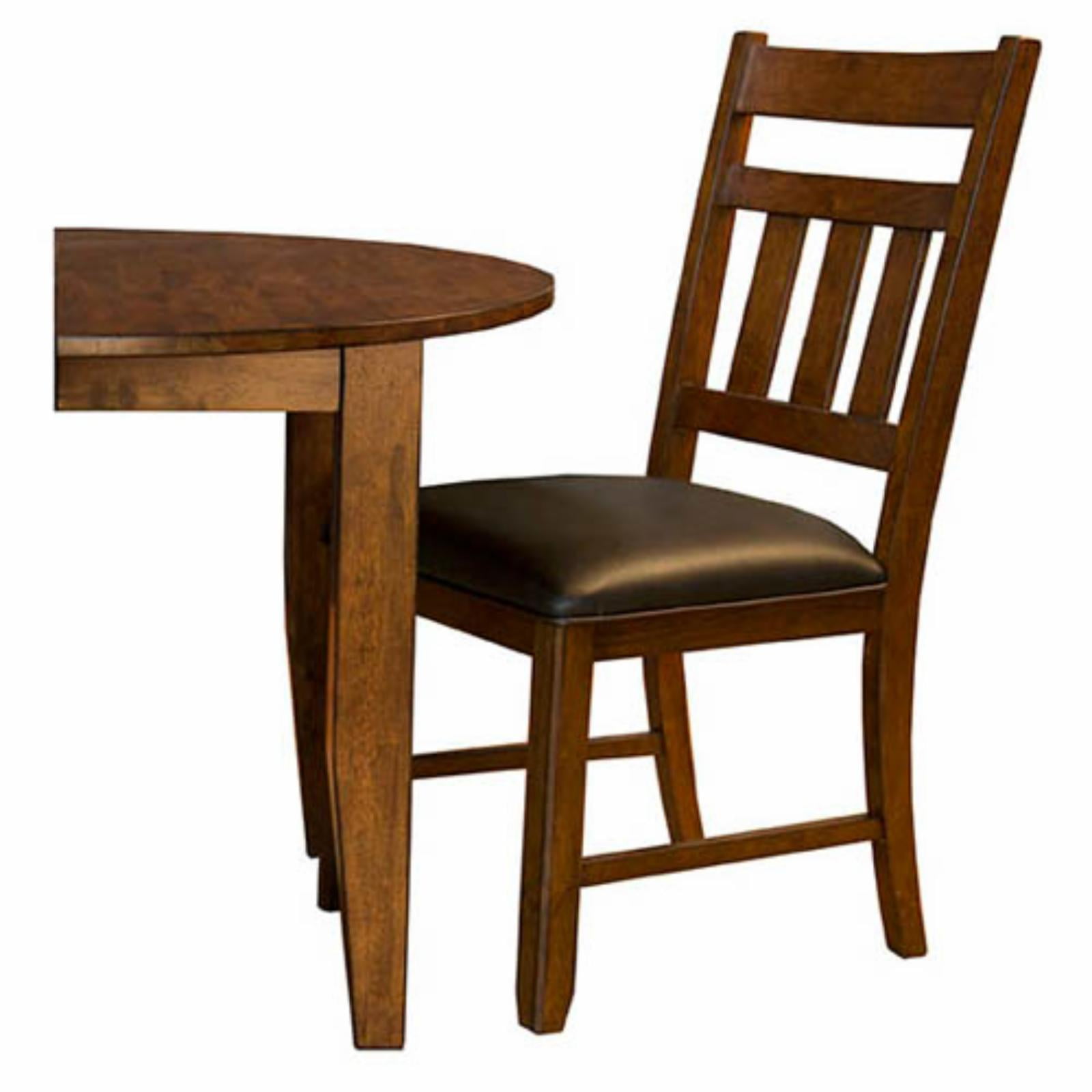 Rustic Brown Faux Leather Upholstered Side Chair Set
