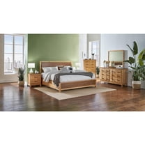 A-America Modway Solid Wood Queen Angled Panel Bed in Natural and Walnut
