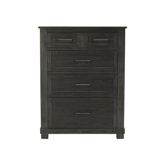A-America Sun Valley 5 Drawer Rustic Solid Wood Tall Chest in Charcoal