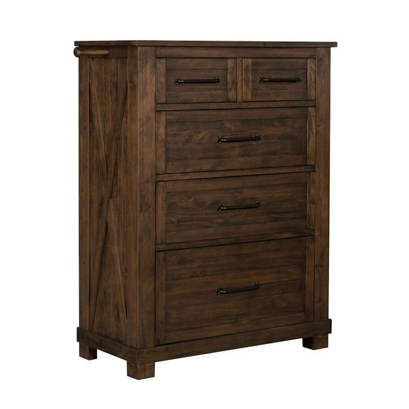 A-America Sun Valley 5 Drawer Rustic Solid Wood Tall Chest in Timber