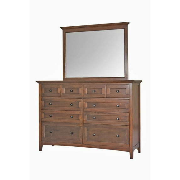 A-America Westlake 10 Drawer Master Dresser & Mirror, Cherry Brown Finish