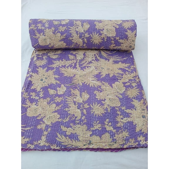 A And E Textiles House Handmade Kantha Quilt Unique Design Handmade Kantha Quilted Bedding Bedspread Print Throw Blanket Well-Looking Quilt