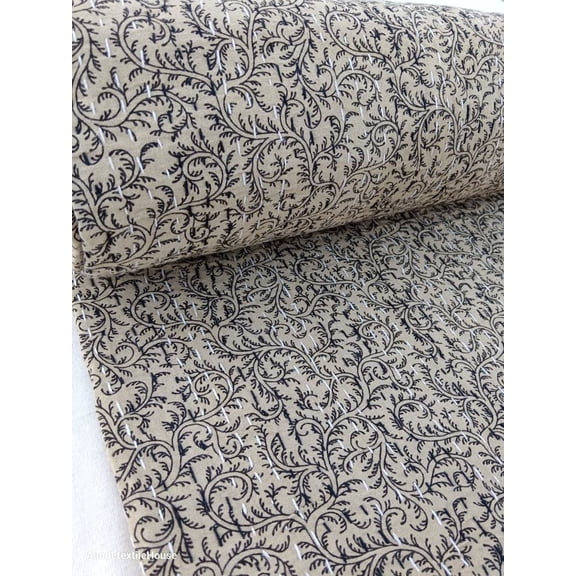 A And E Textiles House Indian Beige Floral Cotton Quilt, Queen
