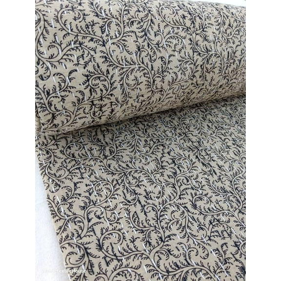 A And E Textiles House Indian Beige Floral Cotton Quilt, Queen