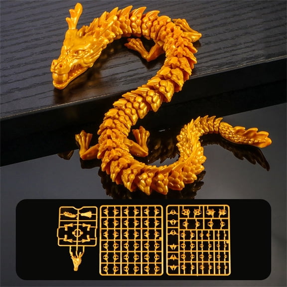 A Articulated Crystal Dragon 3D Printed Moving Joint Toy Flexible Figure Decor