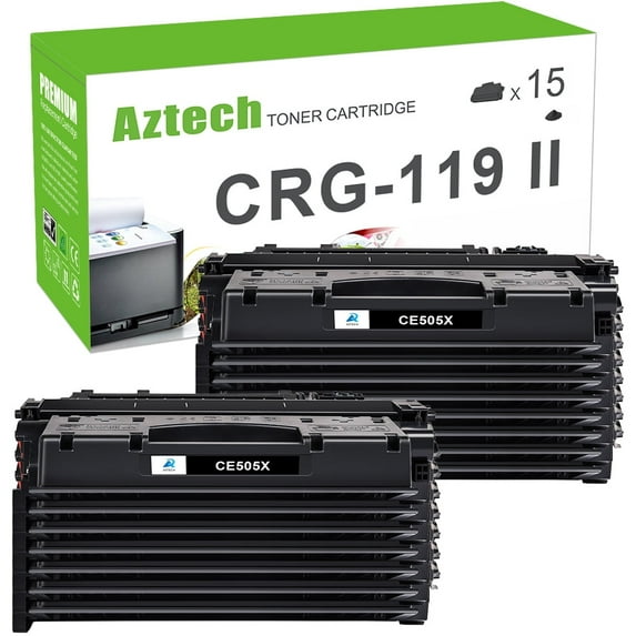 A Aztech 15-Pack Compatible High Yield Toner Cartridge for Canon 119II (3480B001AA) Image CLASS MF6160DW MF414DW LBP251DE LBP252DW MF5960DN MF5950DW (Black)