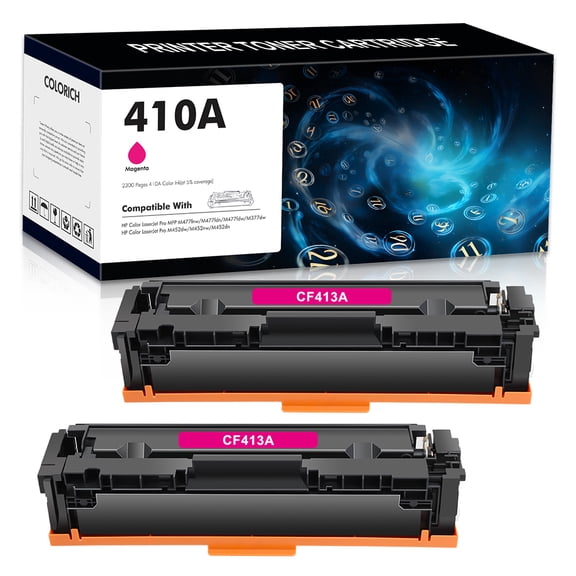 2-Pack Compatible 410A Toner Cartridge Magenta for HP 410A CF413A CF410A LaserJet Pro M452nw MFP M477fdw M477fdn M377dw M477fnw Printer Ink (Magenta)