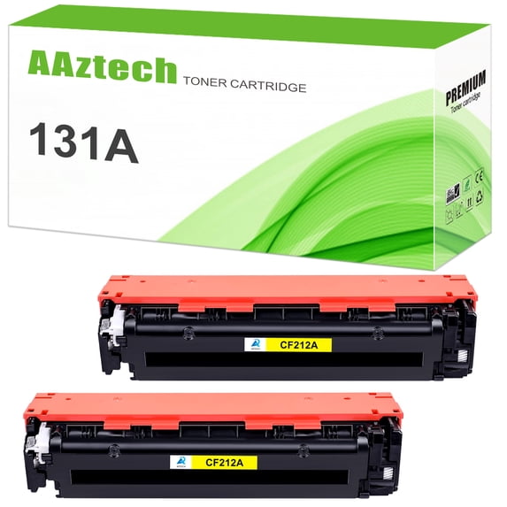 A Aztech 2-Pack Compatible Toner Cartridge for HP CF212A 131A LaserJet Pro 200 color M251nw M251n MFP M276nw M276n (Yellow)