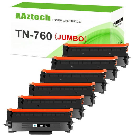 6-Pack TN760 TN730 Toner Cartridge High Yield Compatible for Brother TN-760 TN-730 TN760 TN730 use with Brother MFC-L2750DW MFC-L2750DWXL MFC-L2710DW MFC-L2690DW HL-L2325DW HL-L2395DW (Jumbo, Black)