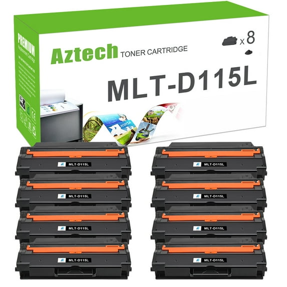 A Aztech 8-Pack Compatible Toner Cartridge for Samsung MLT-D115L use with Samsung Xpress SL-M2870FW SL-M2820DW SL-M2670FN SL-M2670N SL-M2620 SL-M2820ND Printer (Black)
