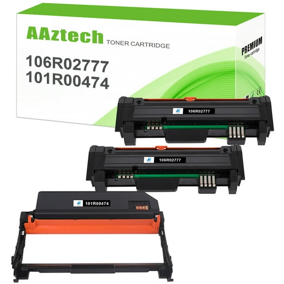 A Aztech Compatible 106R02777 Toner Cartridge & 101R00474 Drum Unit for Xerox Phaser 3260 3052 3260DNI WorkCentre 3215 3225 Printer Ink (2*Black Toner Cartridge,1*Drum)