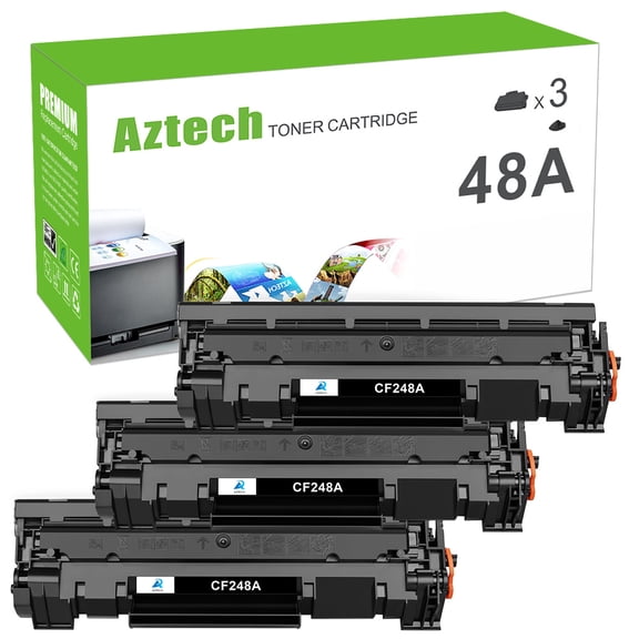 A Aztech Compatible 48A Toner Cartridge for HP CF248A 248A | Use with Laser-Jet MFP M29a M29w M28a M28w Pro M15a M15w M16a M16w Laser Printer | Black, 3-Pack |