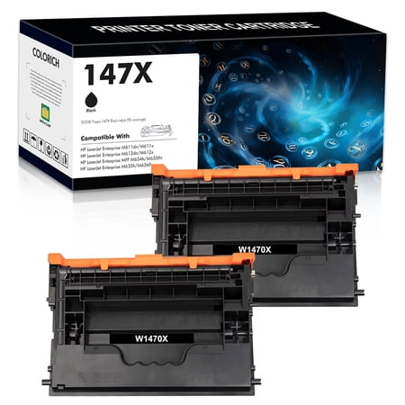 147X Black High-yield Toner Cartridge Compatible for HP 147A 147X W1470X HP LaserJet Enterprise M611, M612 Series, HP LaserJet Enterprise MFP M634, M635, M636 Series | W1470X 2-Pack