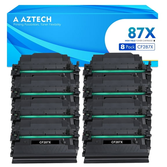 A Aztech Compatible Toner Cartridge Replacement for HP 87X 87A CF287X CF287A for HP Laserjet Enterprise M506 M506dn M506n Pro M501 M501dn M506 M506x M527 M527dn Printer Ink (Black, 8-Pack)