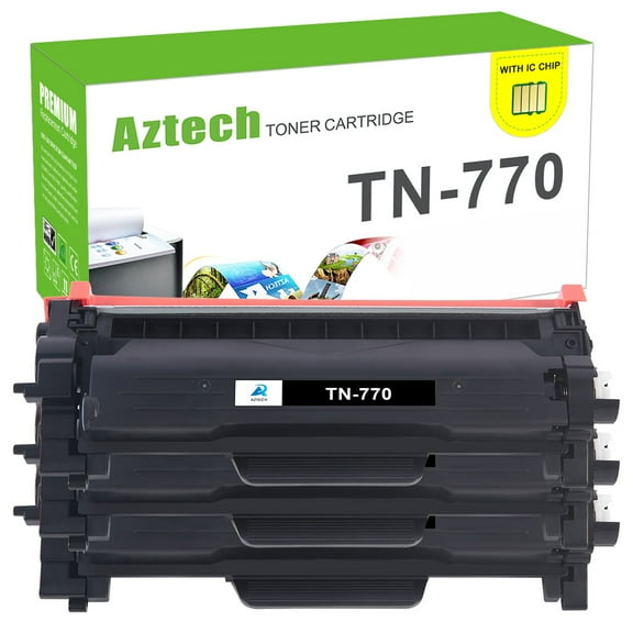 A Aztech Compatible Toner Cartridge for Brother TN-770 TN770 TN 770 MFC-L2750DW MFC-L2750DWXL HL-L2370DW HL-L2370DWX Printer (Black, 3-Pack)