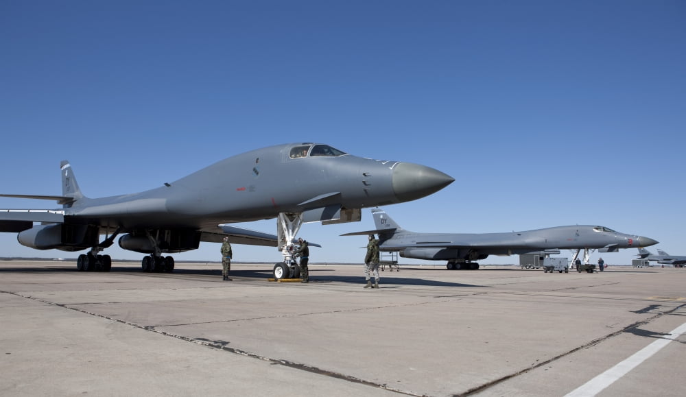 A B-1B Lancer goes through pre-flight checks at Dyess Air Force Base Texas Canvas Art - HIGH-G ProductionsStocktrek Images (38 x 22)