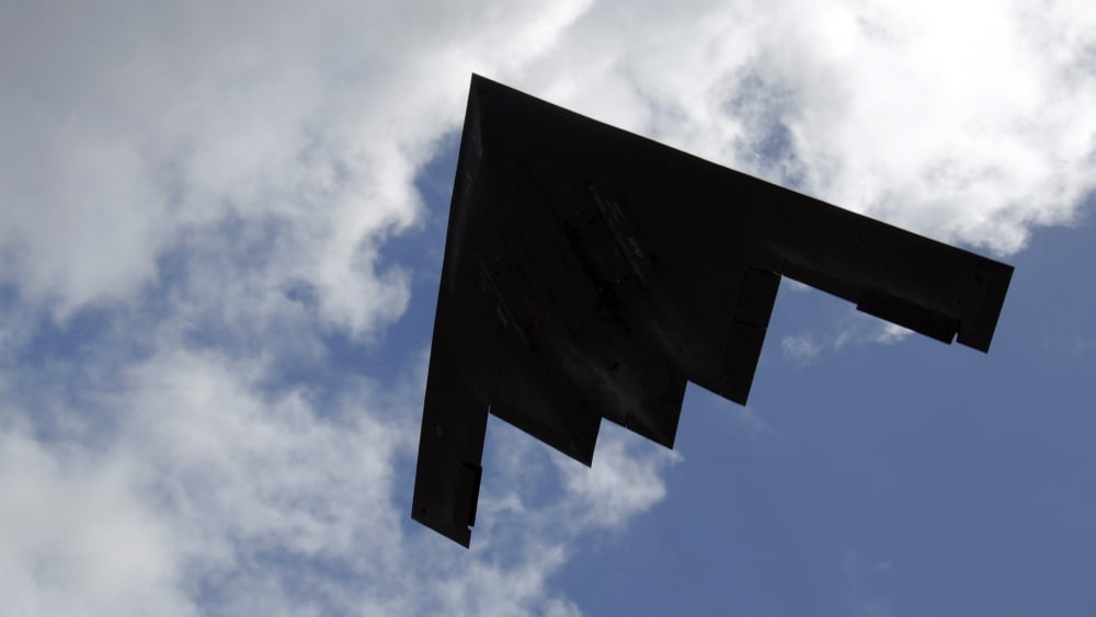 A B-2 Spirit in flight Canvas Art - Stocktrek Images (38 x 21)
