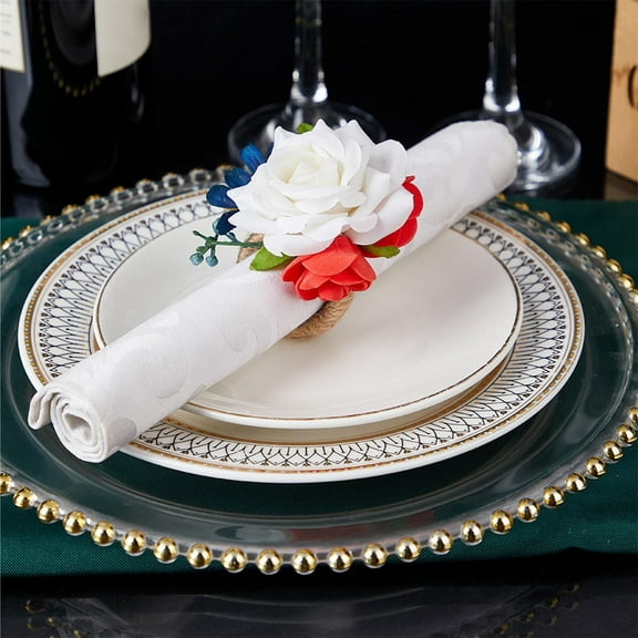 A,B,C Plastic Napkin Rings For Independence Day Party, Patriotic Table Napkin Rings For Fourth Of July Celebrations, Red White Blue Decor For Banquet Table
