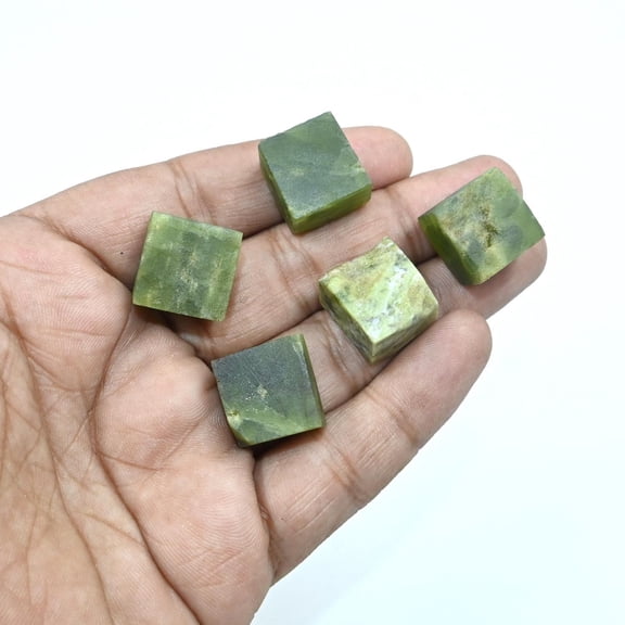 A.B. Gems AAA Quality Green Vesuvianite: Rough Loose Gemstone Raw For Jewelry Making And Cube, Box