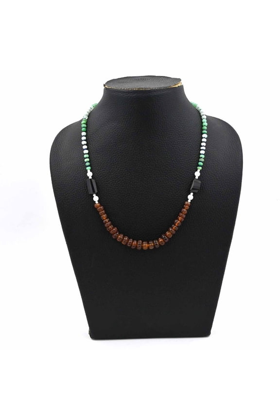 Hessonite Garnet Pumpkin Beads Necklace, Chrysoprase Beaded Necklace, Black Spinel Nugget Necklace, Handmade Gemstone Jewelry