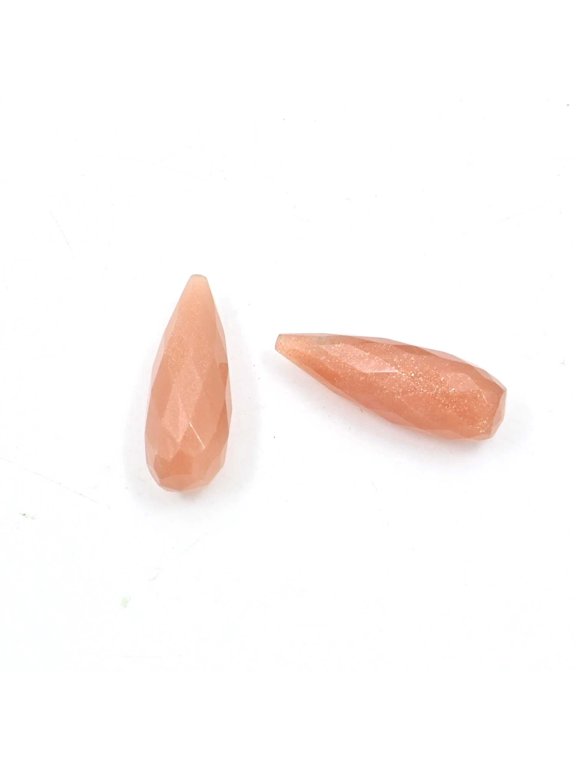 Pink Moonstone Faceted Drops 10x26 MM, Natural Gemstone Cylinder, Handcrafted Jewelry Making Supplies, Hand Polished Loose Stones, 2 Piece