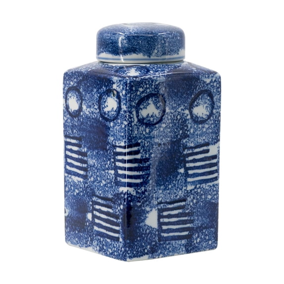A&B Home 10" Blue White Ceramic Jar Home Decor Porcelain Vase with Lid Centerpiece Decoration Multi Purpose