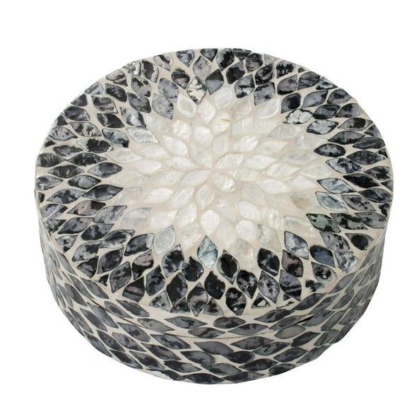 A&B Home 10" Vintage Glamour, Decorative Box - Pearl Black, Pearl