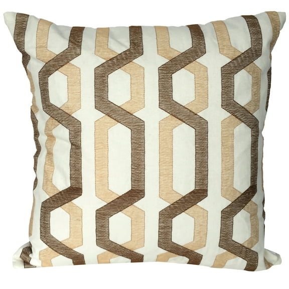 A&B Home 100-percent Cotton Throw Pillow, Beige, 18 by 18-Inch