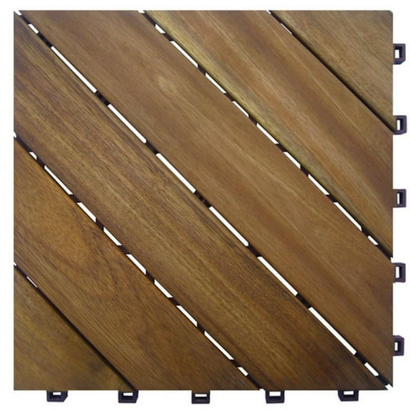 A & B Home 12" x 12" Wood Outdoor Diagonal Flooring Tiles 10pc -  Brown