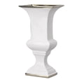 thumbnail image 1 of A&B Home 14" Vintage Style Ceramic Pedestal Vase with Square Base in Gold & White, 1 of 2
