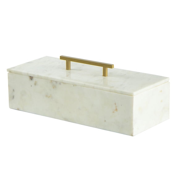 A&B Home 15" Box with Brass Handle - White