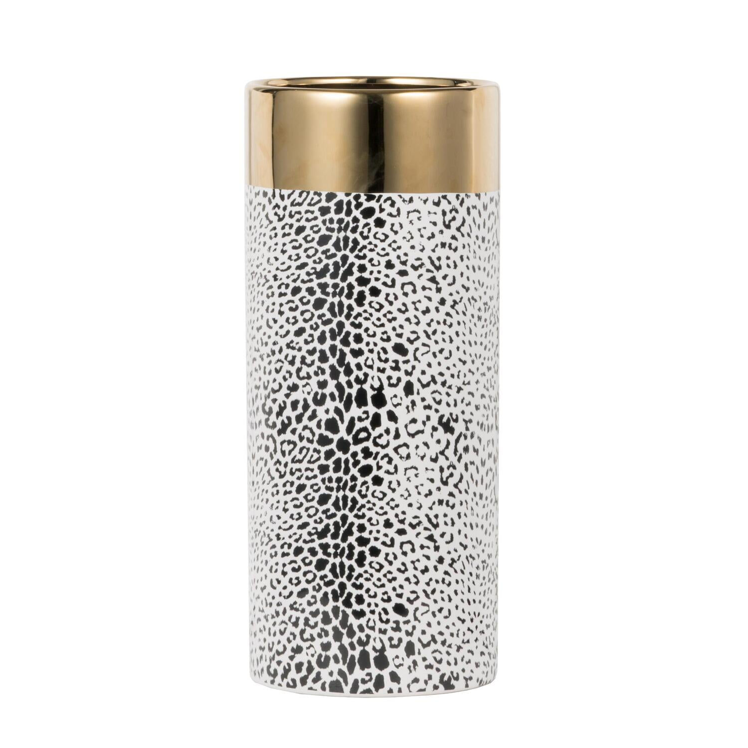 Matte Black and Gold Sleek Ceramic Table Vase