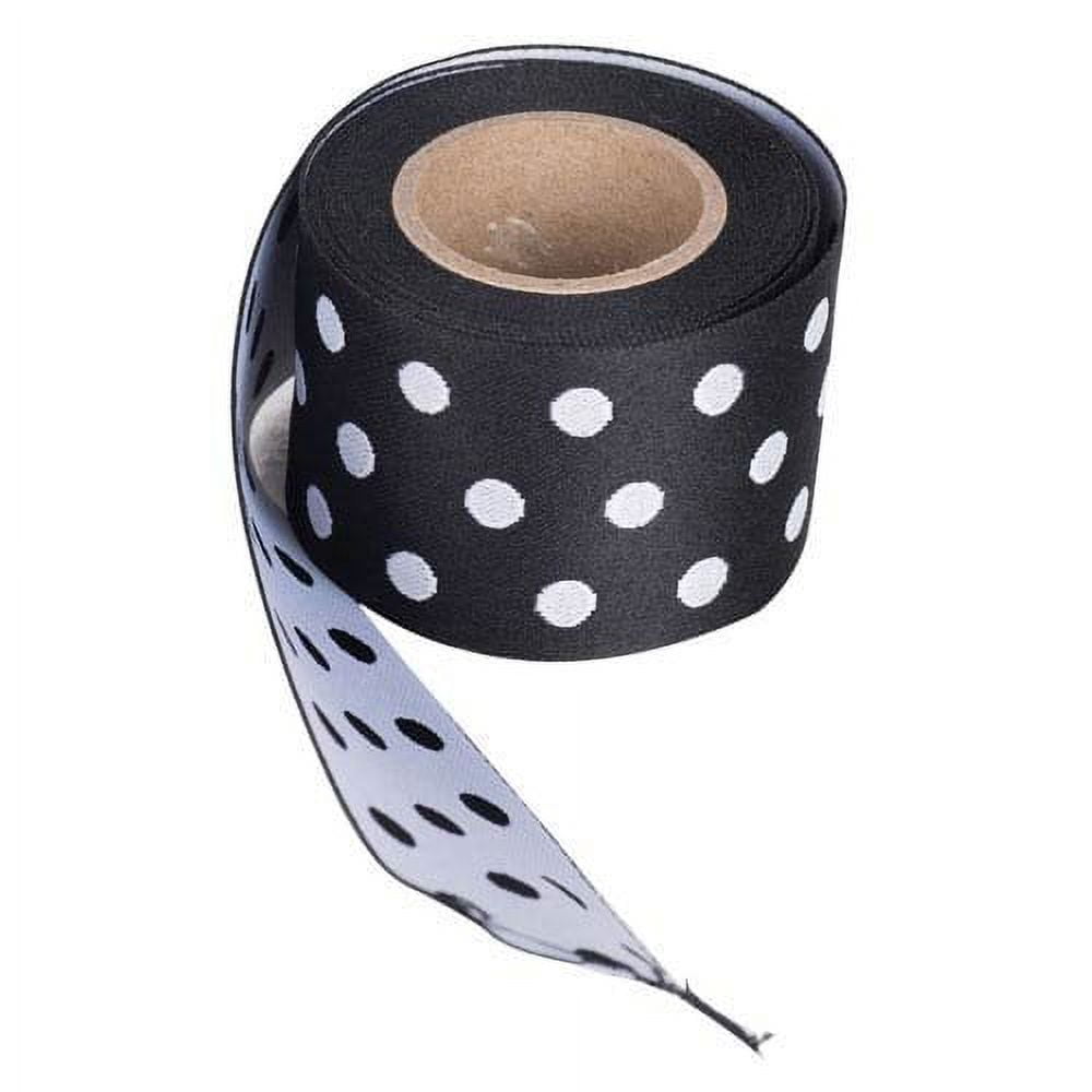 A & B Home 3"D x 2"H Black Polka Dot Ribbon in Black/White Finish T41917