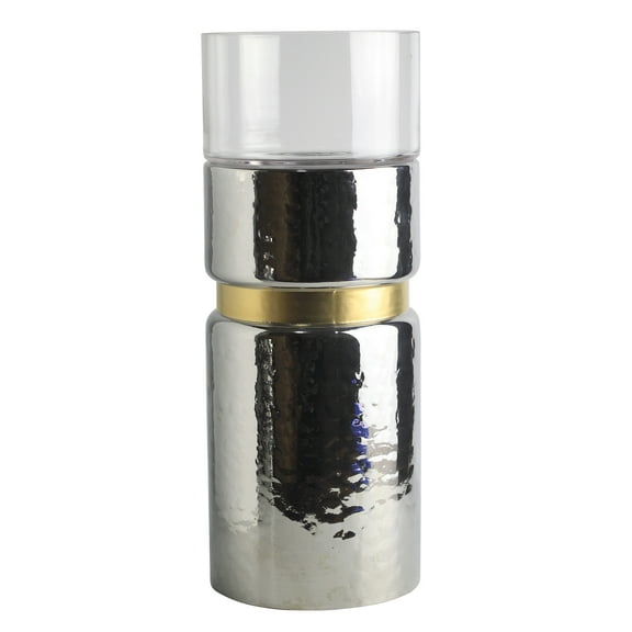 A & B Home 6"D x 15"H Halloway Candle Holder in Silver Finish 76401-SILV