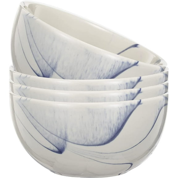 A&B Home 6" Soup Bowls - Set of 4 Cereal Bowls for Oatmeal Salad Bowl Ceramic Serving Bowls Safe for Dishwasher and Microwave, Blue