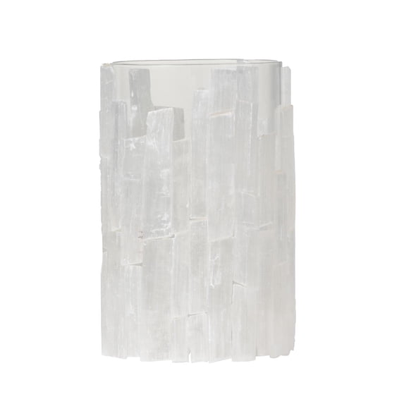 A&B Home 8" Selenite Lantern - White