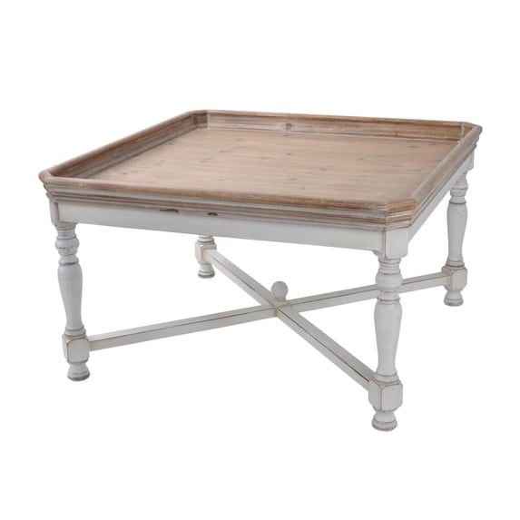 A & B Home Alcott Square Coffee Table With Aged White & Natural Finish 41157-DS