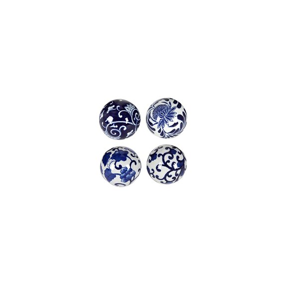 A&B Home Aline Decorative Orbs - Set of 4-Color:Blue,Style:Classic Vintage