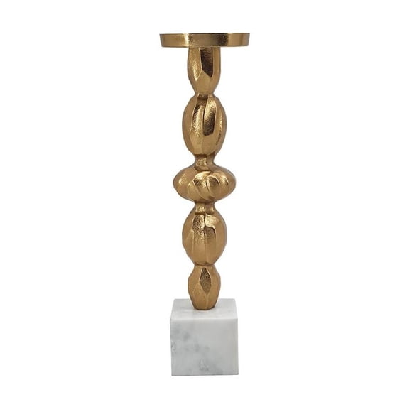 A&B Home Aluminum Diamond Stem Pillar Holder - 4.5" x 4.5" x 17.1" - Gold/White